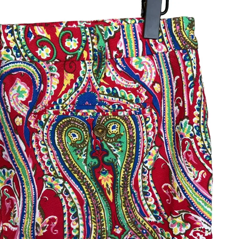 Lauren Ralph Lauren Paisley Print Shorts Size 10 Colorful Boho 100% cotton‎